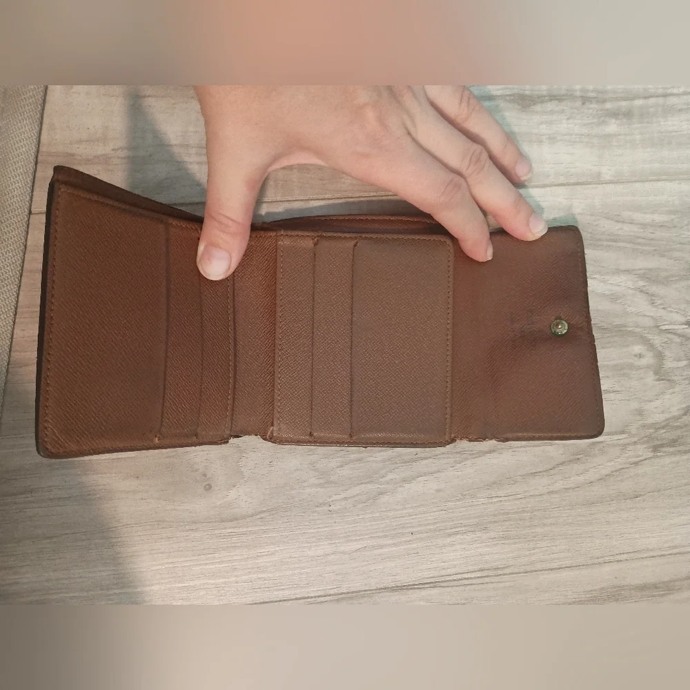 Vintage Louis Vuitton Wallet Card Holder Brown leather Made in France Authentic - Picture 10 of 14